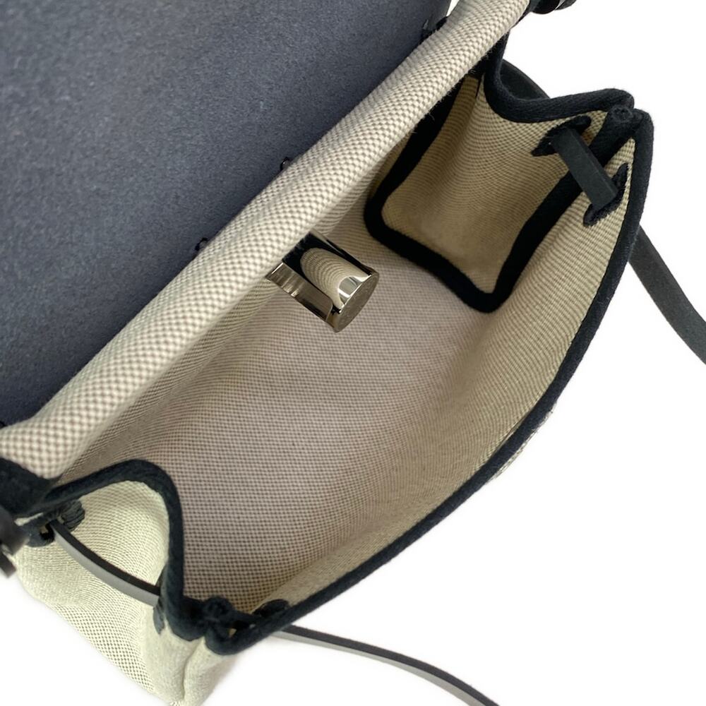 Hermès Yale Bag Zip Mini Shoulder Bag Cream Black Toile Military Vache Hunter - Picture 10 of 16